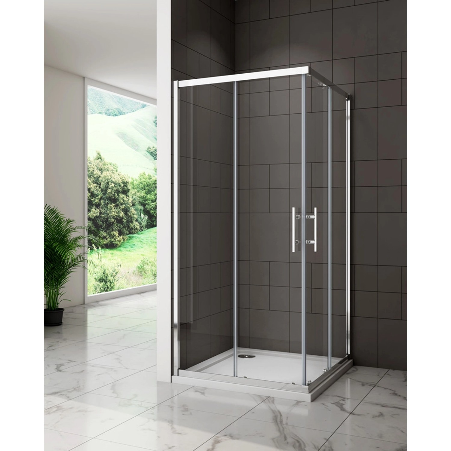 Duschparadies Duschkabine 90x90cm Eckeinstieg Duschkabinen 5mm ESG Sicherheitsglas Dusche Duschtür Höhe 185cm Schiebetür_2