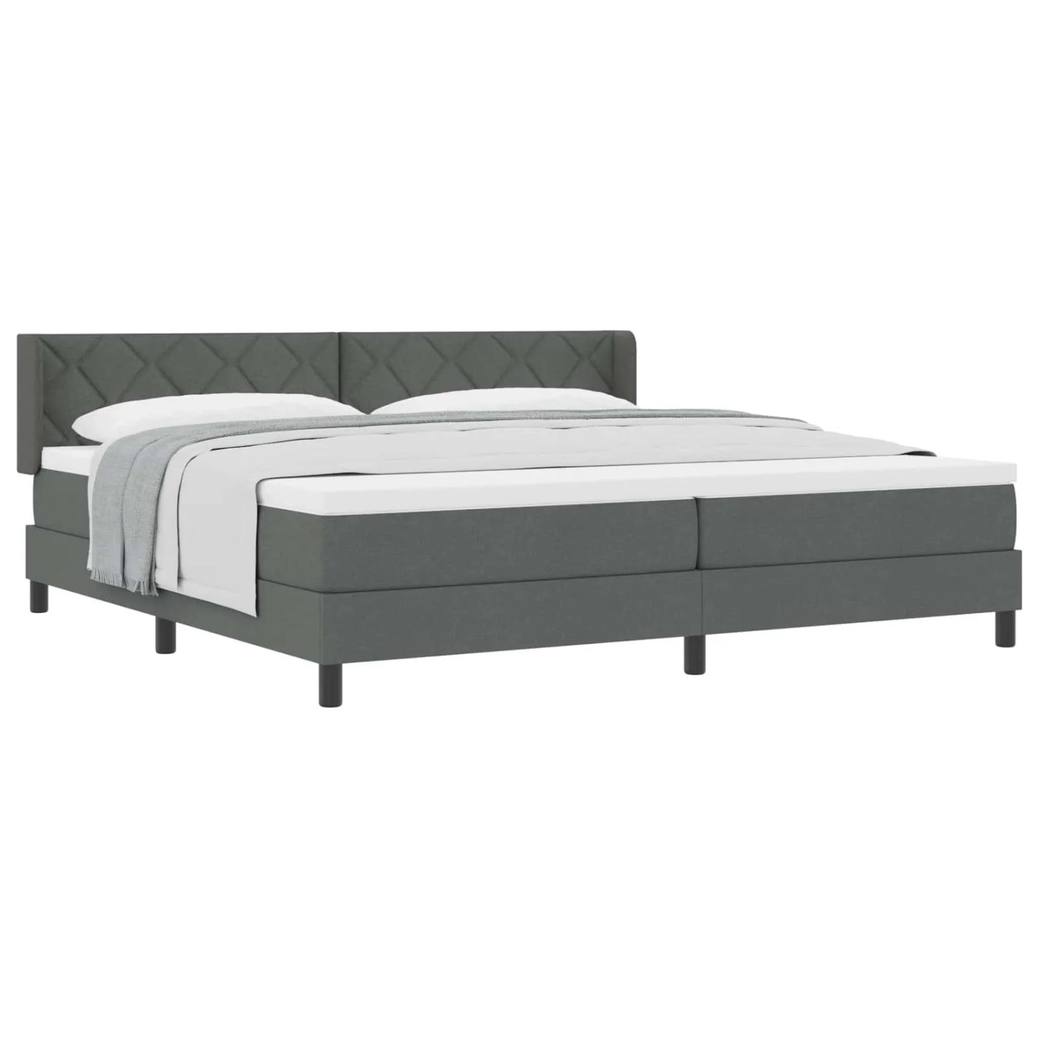 vidaXL Boxspringbett mit Matratze Dunkelgrau 200 x 200 cm Polyester 3341189