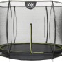 Schwarzes EXIT Silhouette Bodentrampolin (D244cm) mit Sicherheitsnetz für sicheren Springspaß.