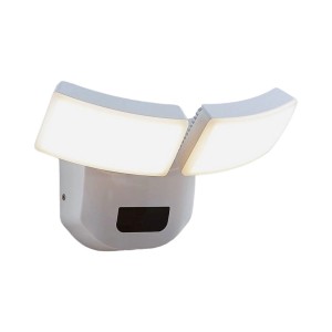 Lindby LED Wandleuchte Außen Nikias 9949050 mit Bewegungsmelder Spritzwassergeschützt Modern in Weiß aus Aluminium 2-flammig