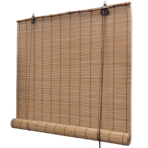 Braune vidaXL Bambusrollos, 2er-Set, 150x220 cm, für Fensterdekoration und Sichtschutz.
