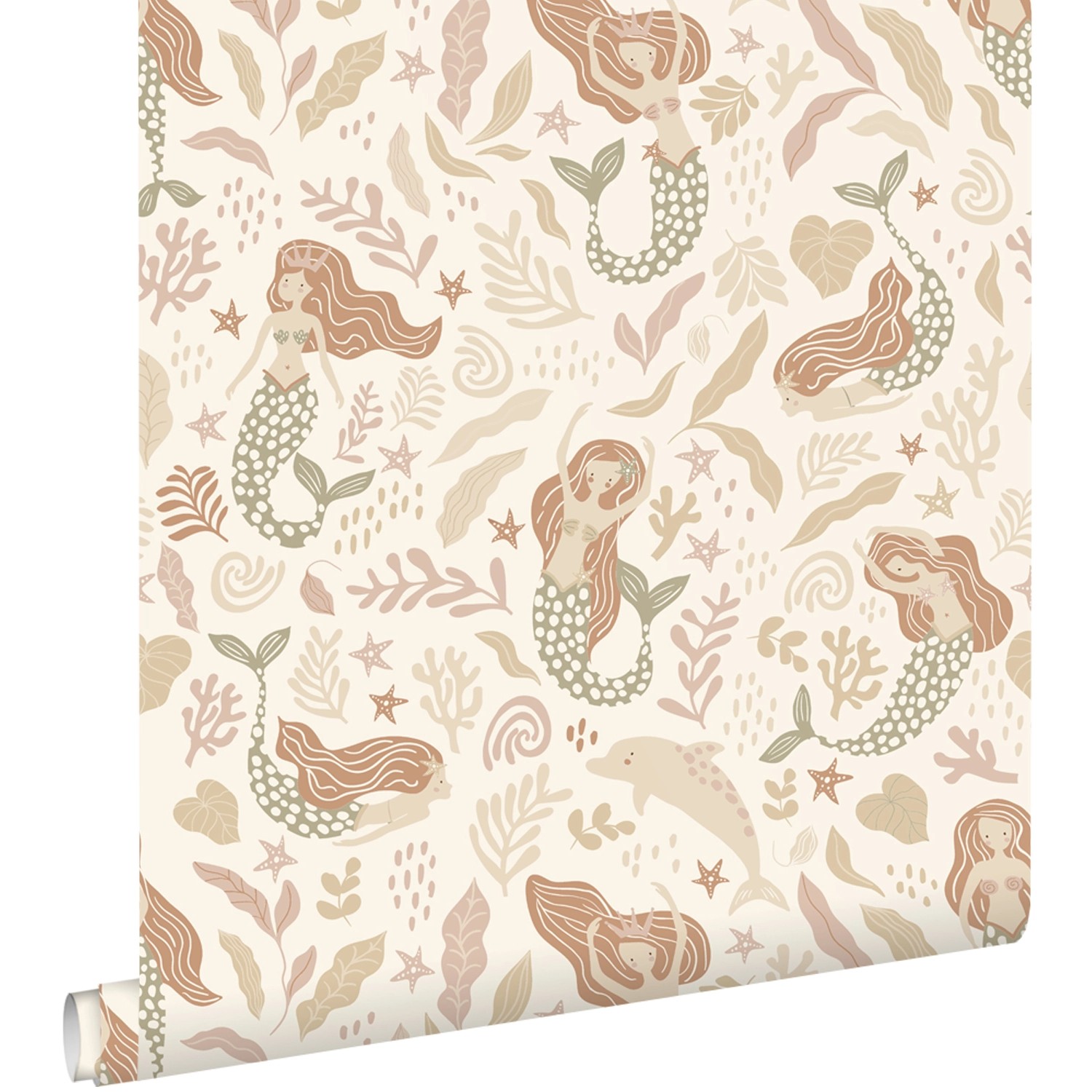 ESTAhome Tapete Meerjungfrauen Graugrün Beige und Terrakotta 50 x 900 cm günstig online kaufen
