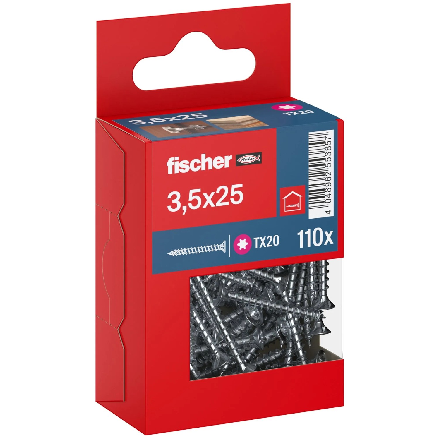 Fischer Schraube PowerFast II Senkkopf TX Vollgewinde Ø 3,5 x 25 mm 110 Stk