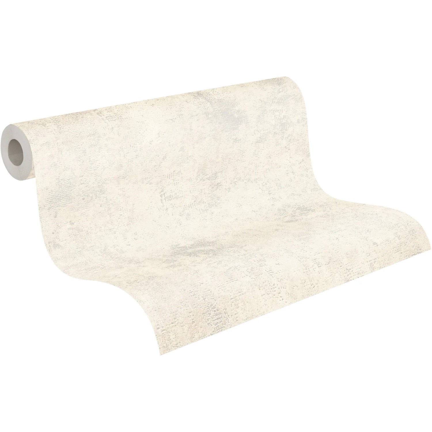 A.S. Création Vliestapete Uni Metallic Creme Weiß auf Rolle, Dekorative Tapete.