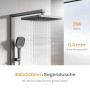 Emke Duschsystem Anthrazit mit Regendusche und Handbrause. Komplettes Duscharmatur-Set.