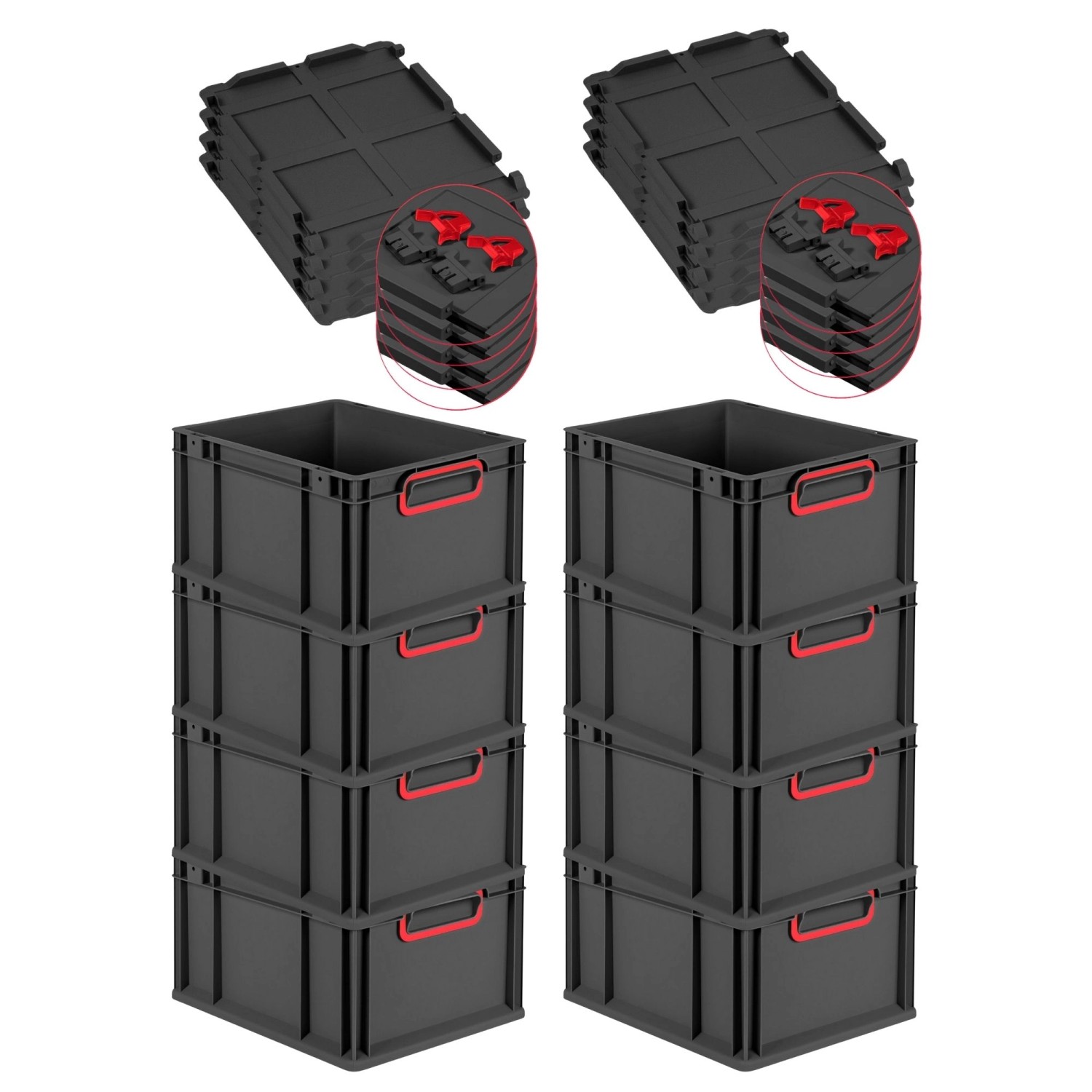 PROREGAL SuperSparSet 8x Eurobox Nextgen Color Mit Scharnierdeckel HxBxT 22 günstig online kaufen
