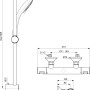 Technische Zeichnung: Ideal Standard Brausekombination Ceratherm T25, Brausestange 60 cm, Chrom, mit Maßangaben.