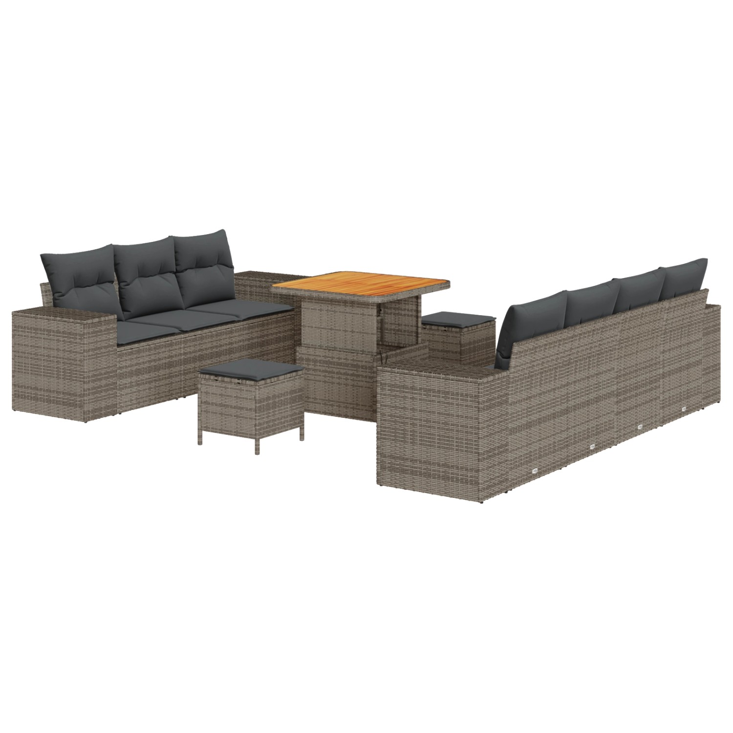 vidaXL Garten-Sofa-Set 10-Tlg Grau Poly Rattan 3361968 günstig online kaufen