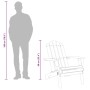 Adirondack-Gartenstuhl aus Akazienholz im Größenvergleich mit einer Person (180 cm). Höhe: 90 cm.