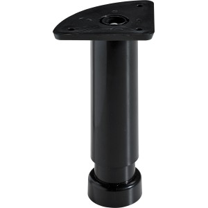 Schwarzer Hettich Sockelverstellfuß aus Kunststoff, höhenverstellbar für Küchenschränke.