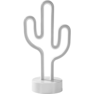 Easymaxx Tischleuchte Kaktus, grüne Neon-Optik, batteriebetrieben.