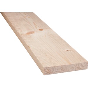 Gehobeltes Schalbrett aus Fichte/Tanne, 24x135x2500 mm, ideal für Innenausbau und Regale.
