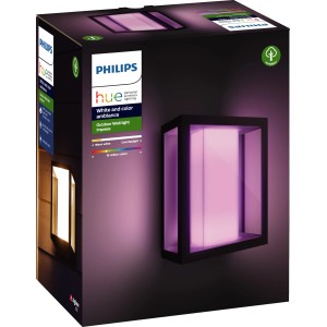 Verpackung der Philips Hue Impress LED-Wandleuchte für den Außenbereich, mit Farbwechsel.