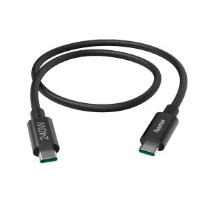 Hama USB-C Ladekabel, 240W, 1,5m, Nylonummantelung, für schnelles Laden von Geräten.