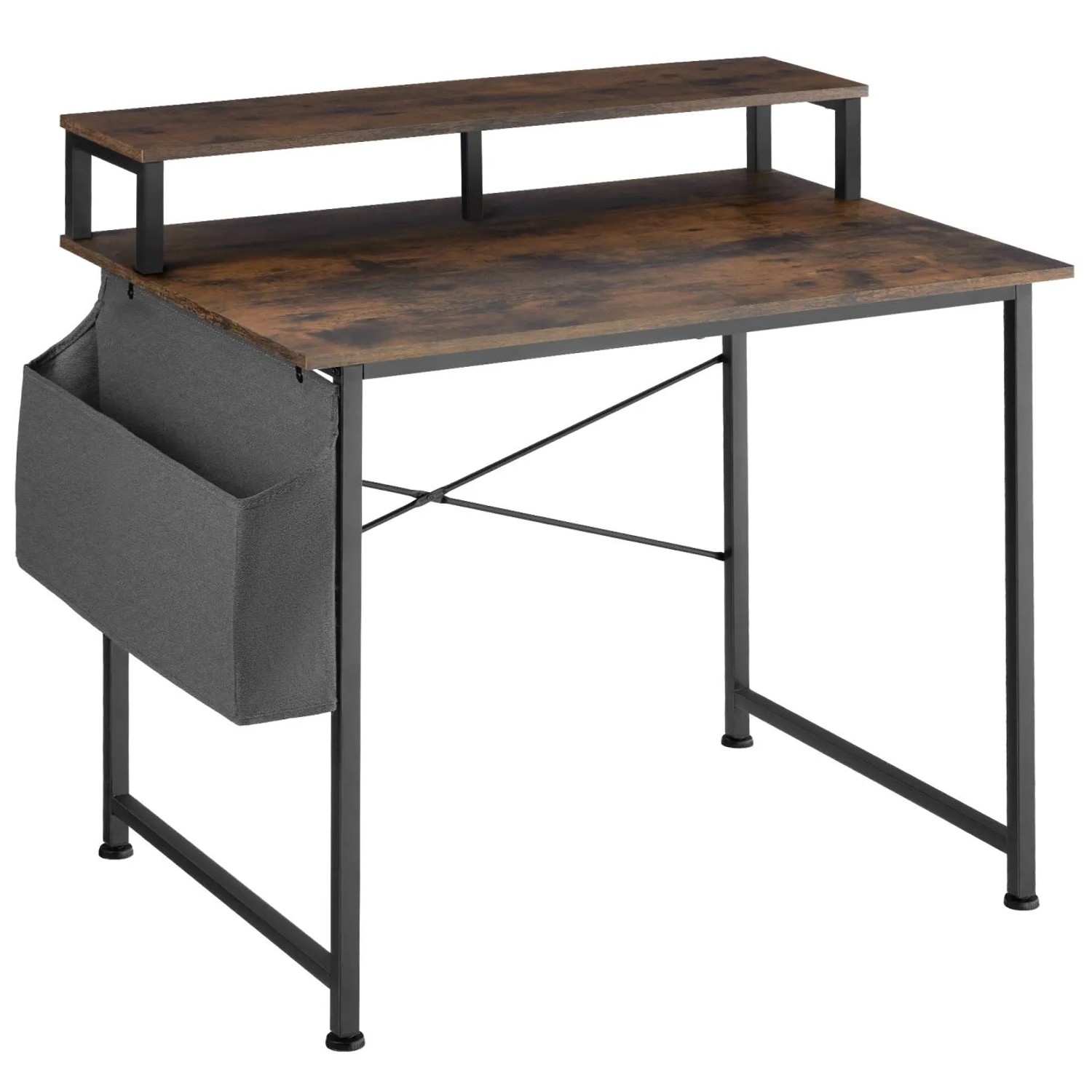 Tectake Schreibtisch Thornton Industrial Style Holz und Stahl  60 x 120 x 90 cm Industrial Holz Dunkel  Rustikal
