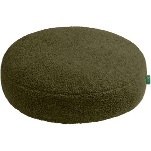 Rundes, khaki-farbenes Hunter Hundekissen Kumara aus Teddyplüsch, Ø 50 cm.