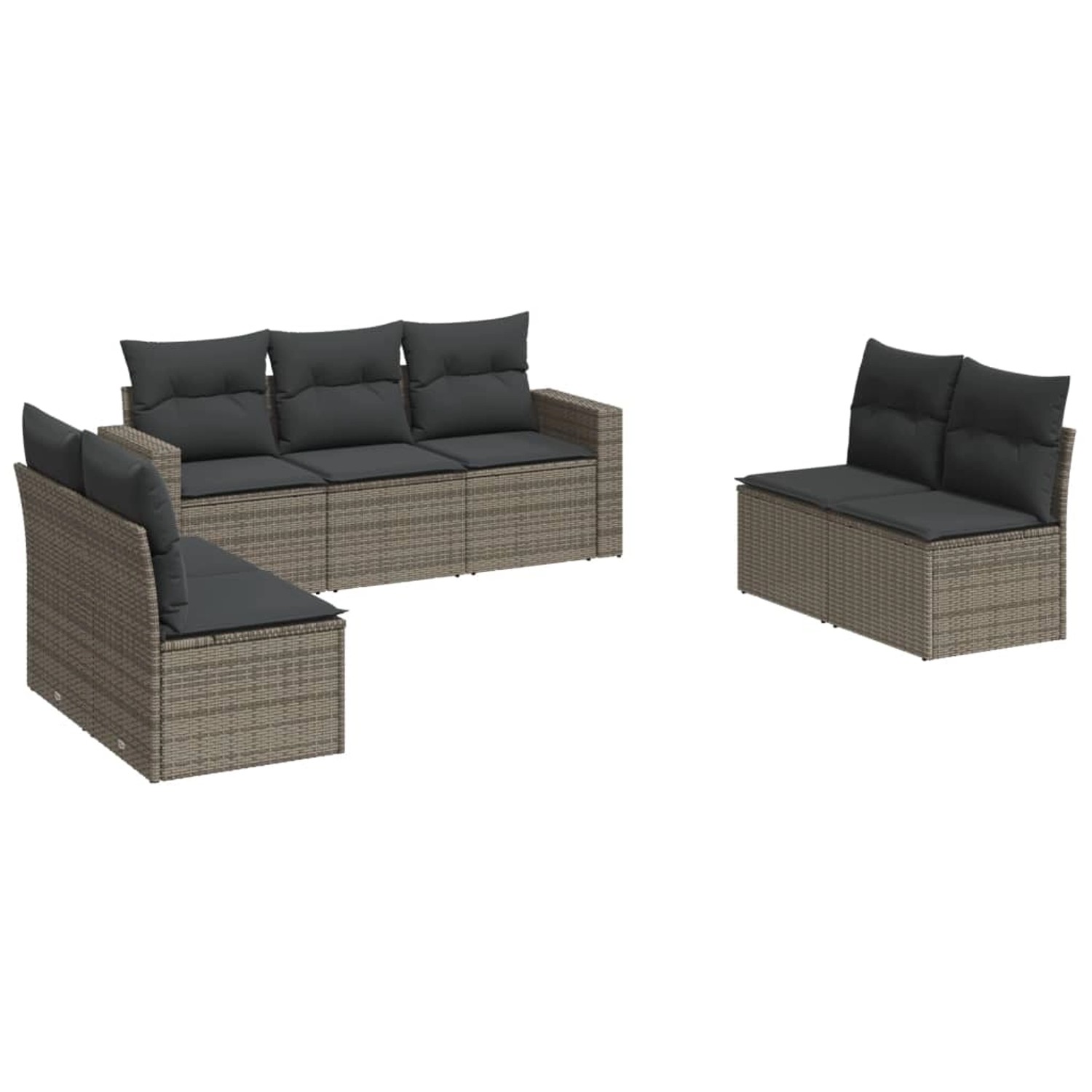 vidaXL 7-tlg Garten-Sofagarnitur mit Kissen Grau Poly Rattan Modell 36 günstig online kaufen