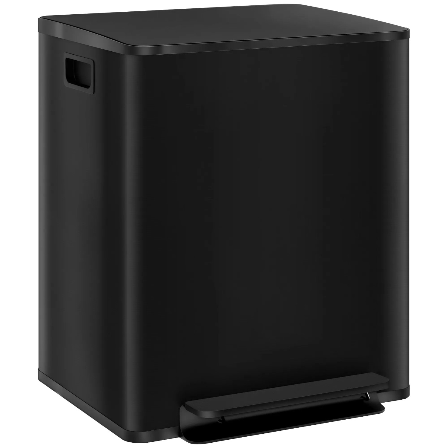 HOMCOM Mülleimer Edelstahl Kunststoff Schwarz 47,7L x 37,5B x 56Hcm