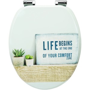 Sanfino WC-Sitz Life mit Motiv "Life begins at the end of your comfort zone".