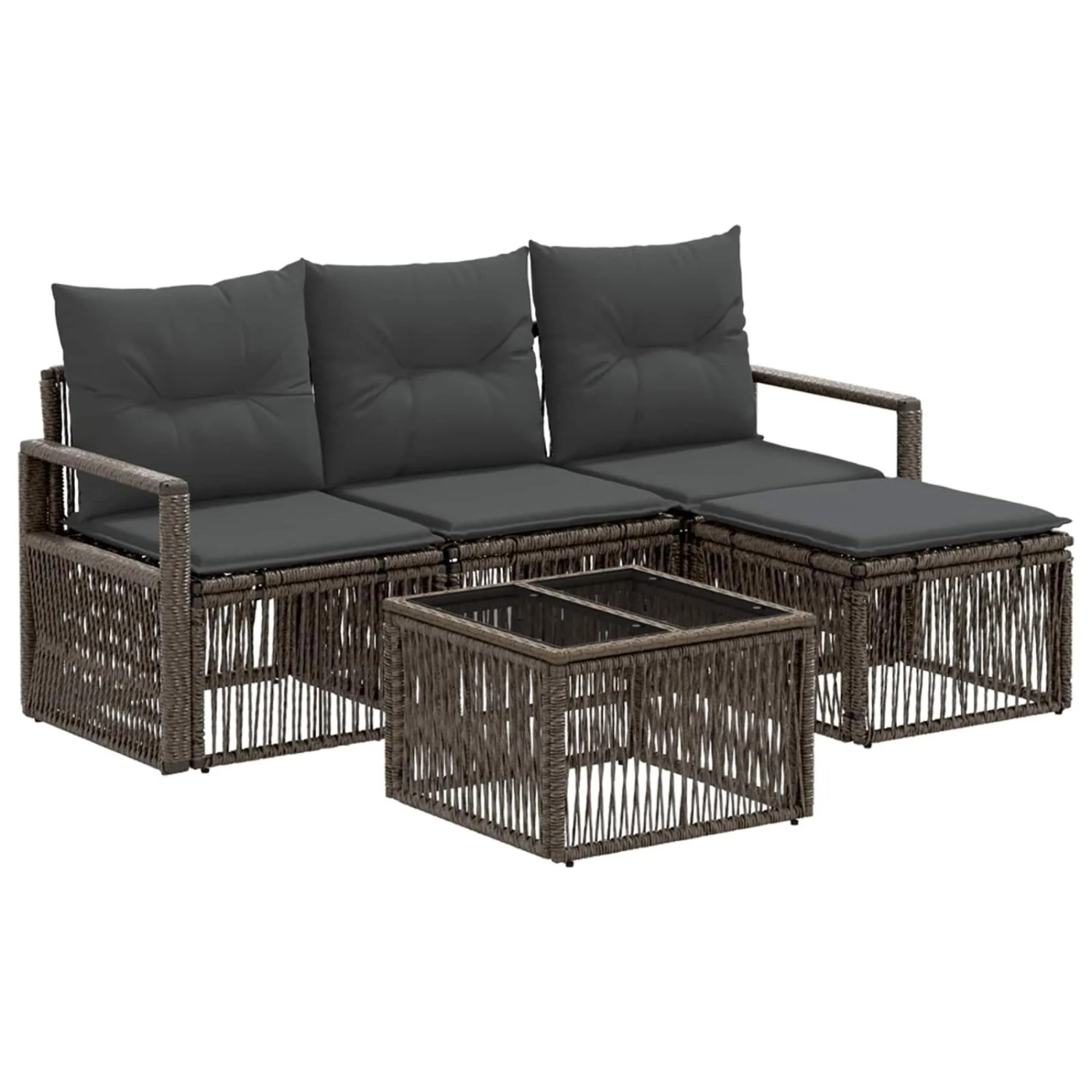 vidaXL Gartensofa-Set 5-Tlg Grau Poly-Rattan 3435695