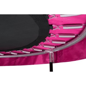 Detailaufnahme: Pinkes Salta Trampolin Comfort Edition (ø 153 cm) mit Federn und Rahmen.