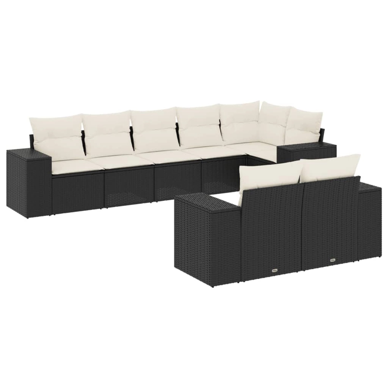 vidaXL 8-tlg Garten-Sofagarnitur mit Kissen Schwarz Poly Rattan Modell 218