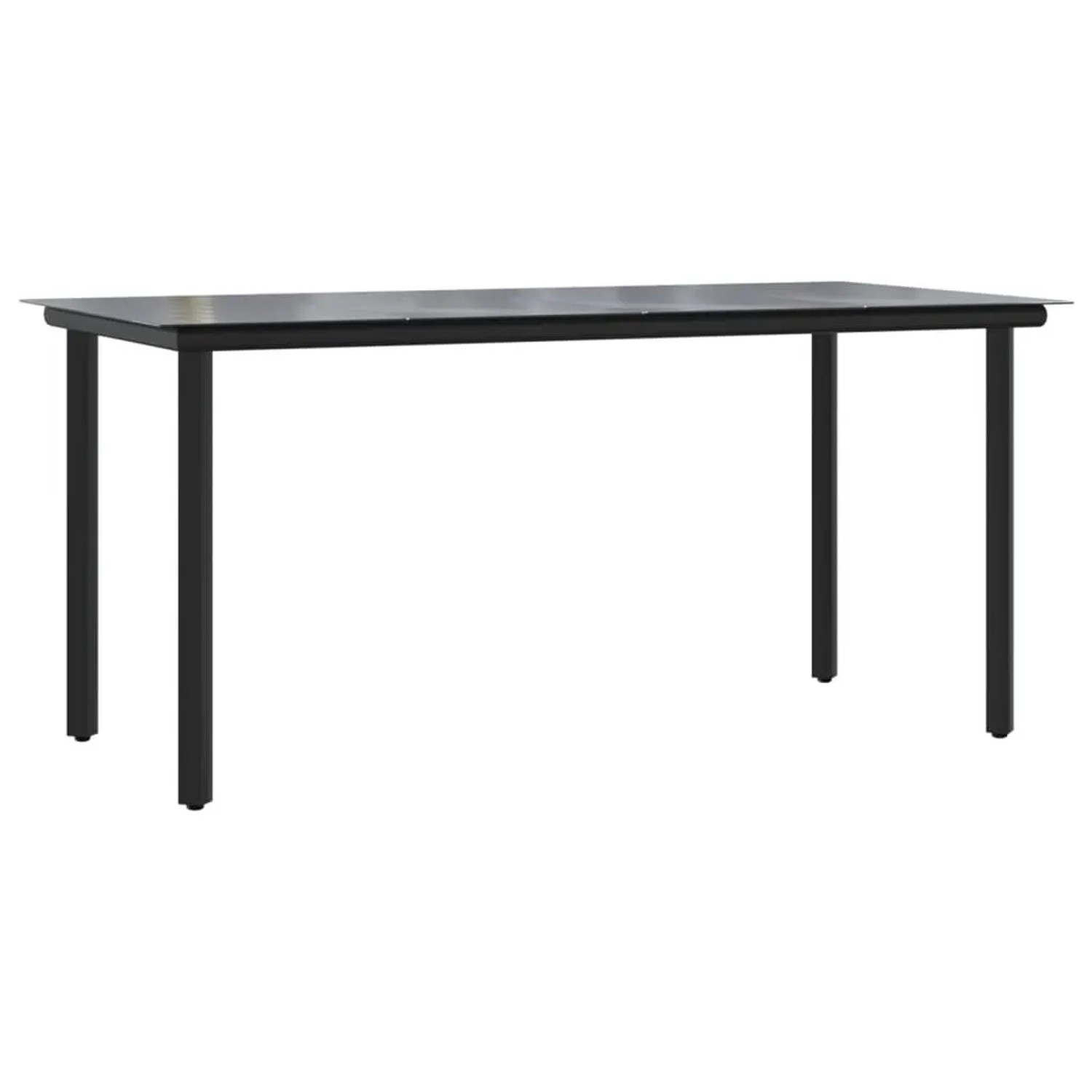 vidaXL Gartentisch, Esstisch für Gartenmöbel, schwarzes Gestell, Glasplatte
