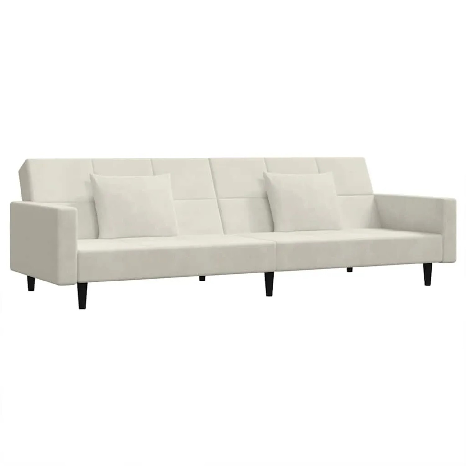 vidaXL Schlafsofa 2-Sitzer mit 2 Kissen Creme Samt 375823