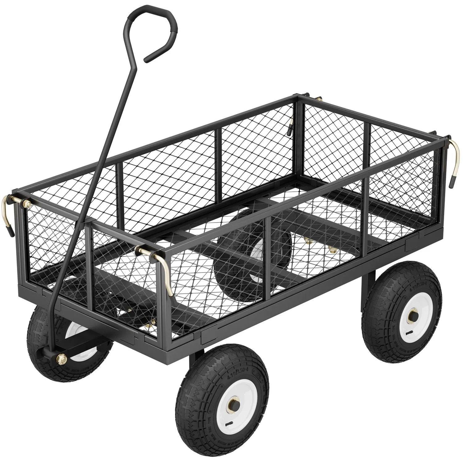Sekey Garten Plattformwagen mit Vollgummi Luftreifen 300 KG Schubkarre mit Abnehmbaren Seitenteilen