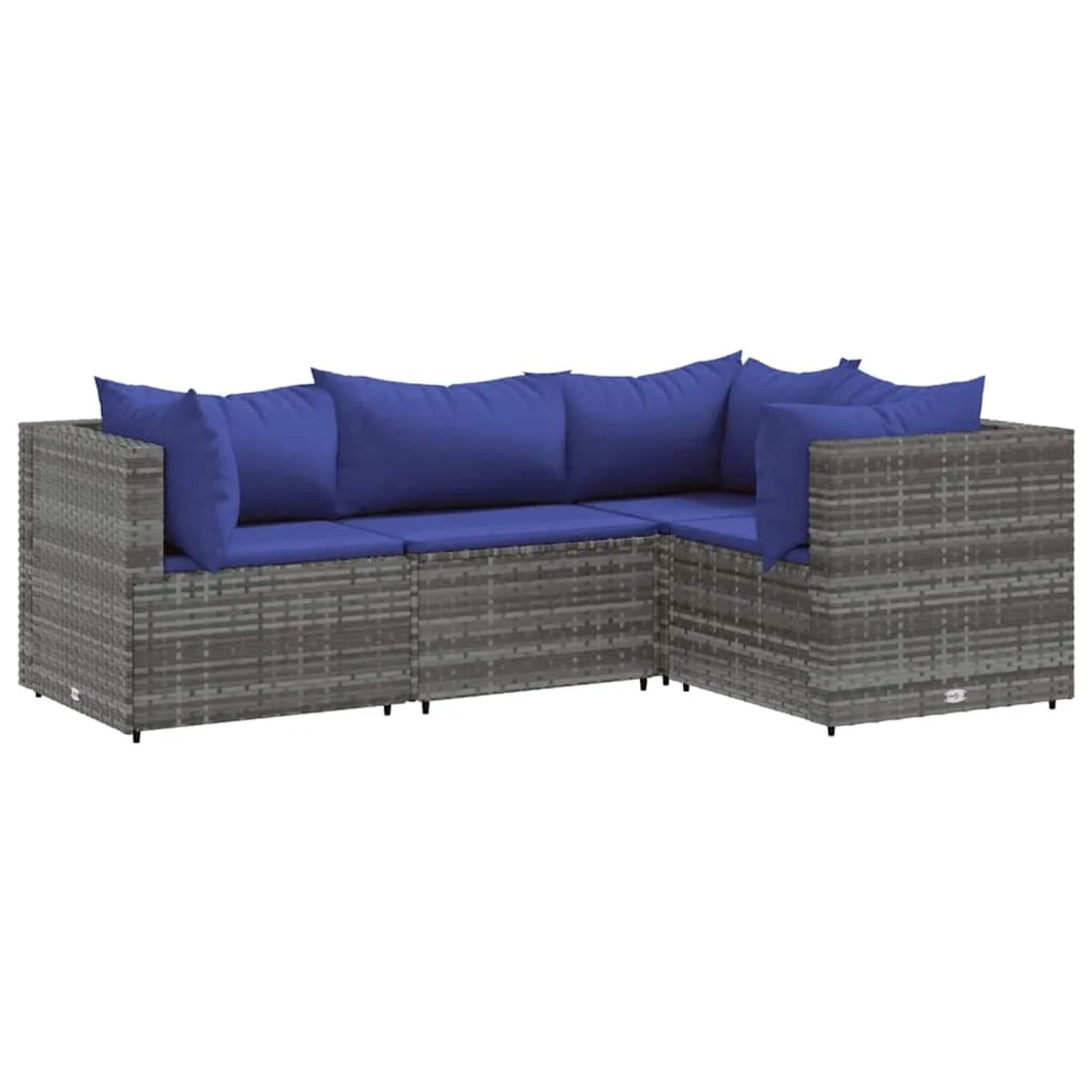vidaXL 4-Tlg Garten-Lounge-Set mit Kissen Grau Poly Rattan 3308079