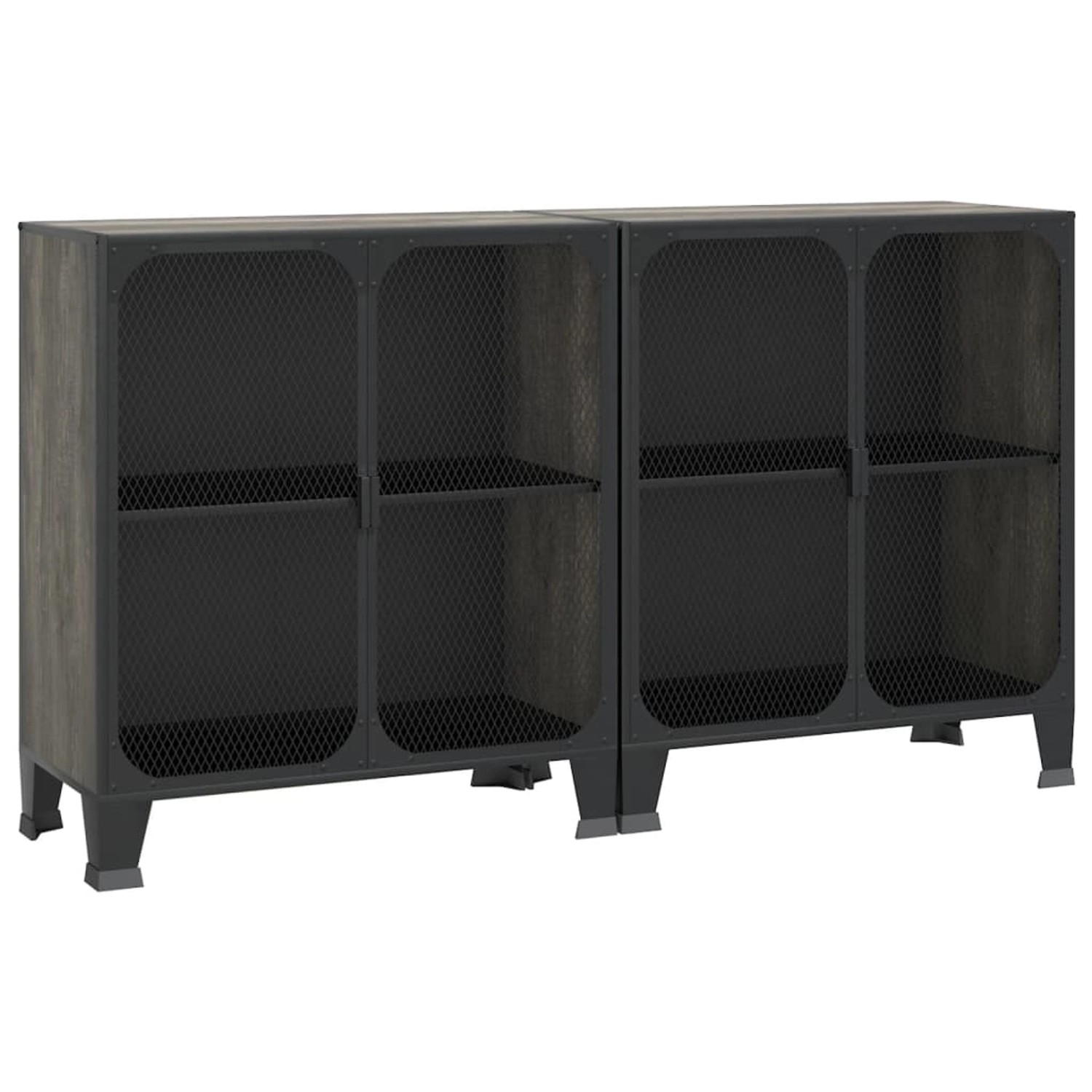 vidaXL Sideboard Aufbewahrungsschränke 2 Stk. Grau günstig online kaufen