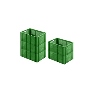 SparSet: 5 grüne Eurobehälter/Obstkisten (54L) aus Kunststoff, stapelbar, für Lagerung und Transport.