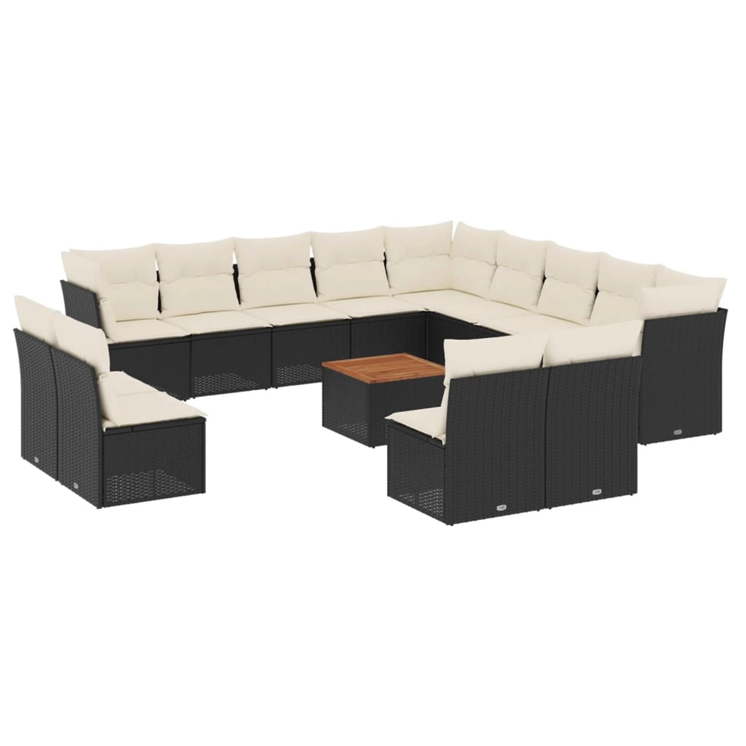 vidaXL 14-tlg Garten-Sofagarnitur mit Kissen Schwarz Poly Rattan Modell 23 günstig online kaufen