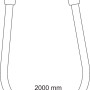 Skizze: Ideal Standard Idealflex Brauseschlauch, 2000 mm, Chrom, G1/2 Anschluss.
