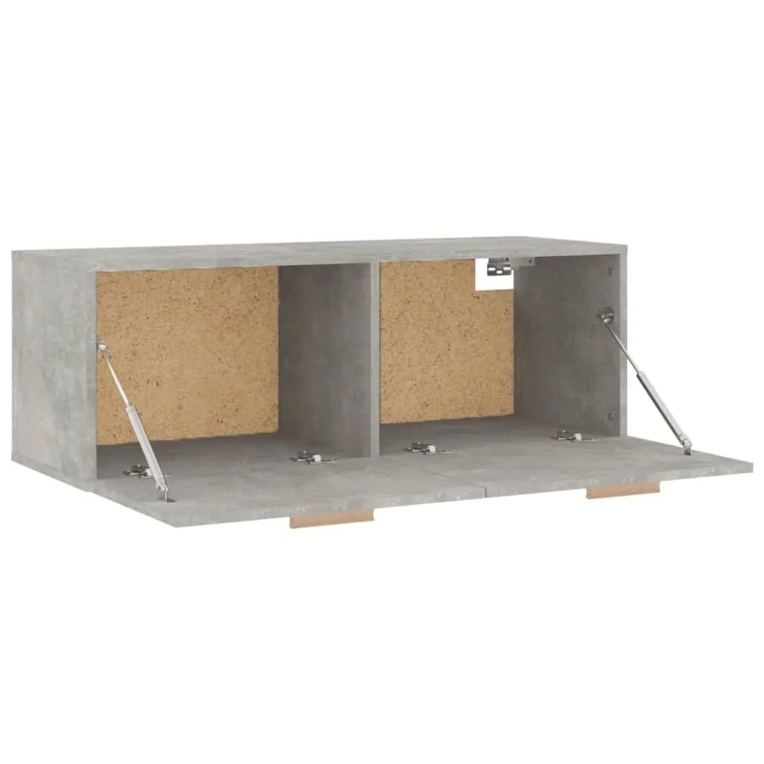Betongrauer Wandschrank (100x37x35cm) aus Holzwerkstoff für Büro.