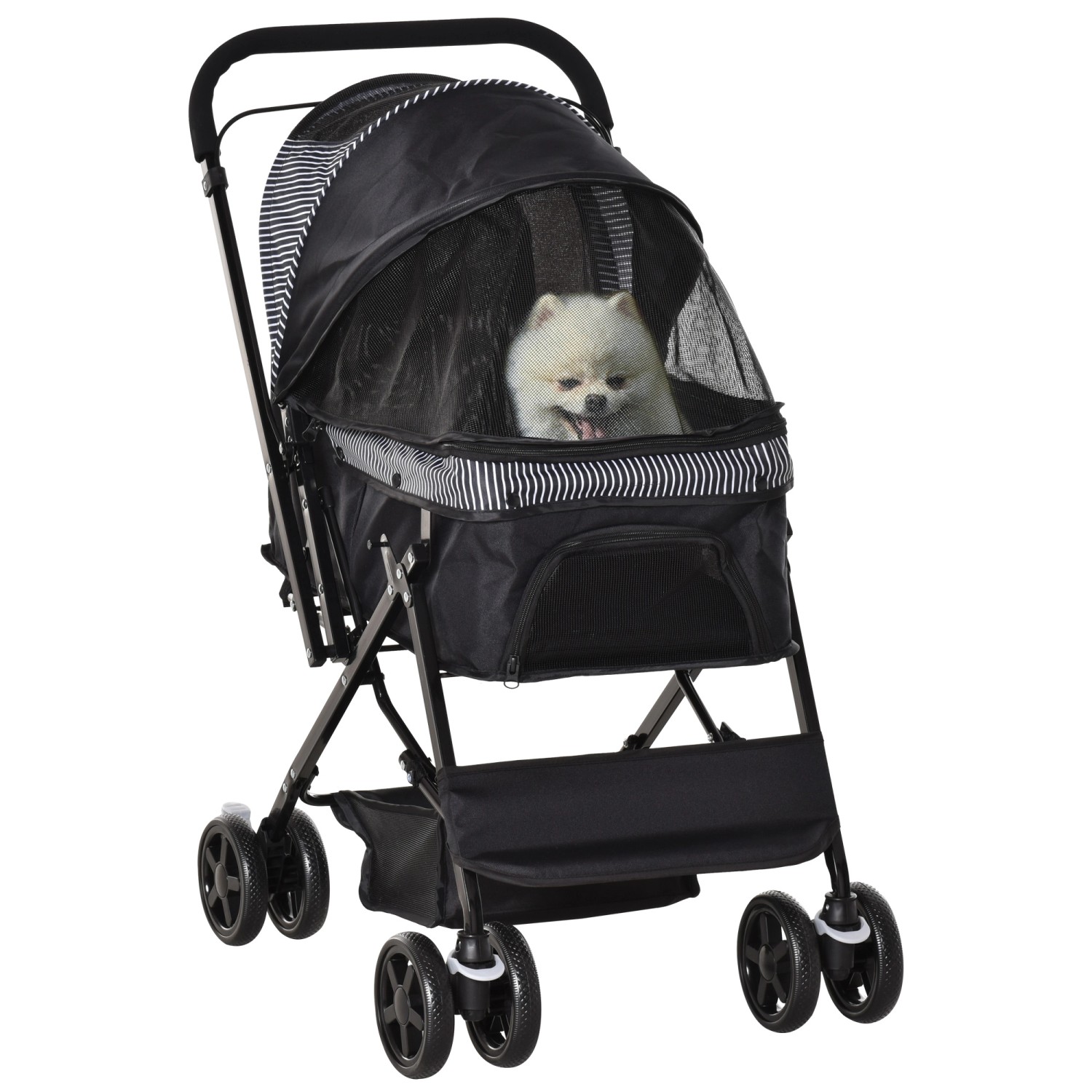 PawHut Hundebuggy Stahl Oxford-Gewebe Schwarz 76,5L x 52B x 95H cm