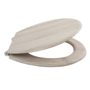 MSV WC-Sitz Parkett aus MDF mit Holzeffekt und Edelstahl-Scharnieren.