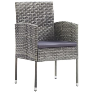 vidaXL Gartenstühle mit Kissen in Dunkelgrau 2 Stk Grau Polyrattan 318705