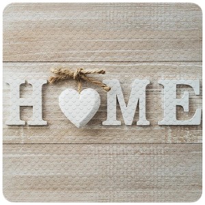 SANILO Badematte Home mit Holzoptik und Deko "HOME" Schriftzug mit Herz.