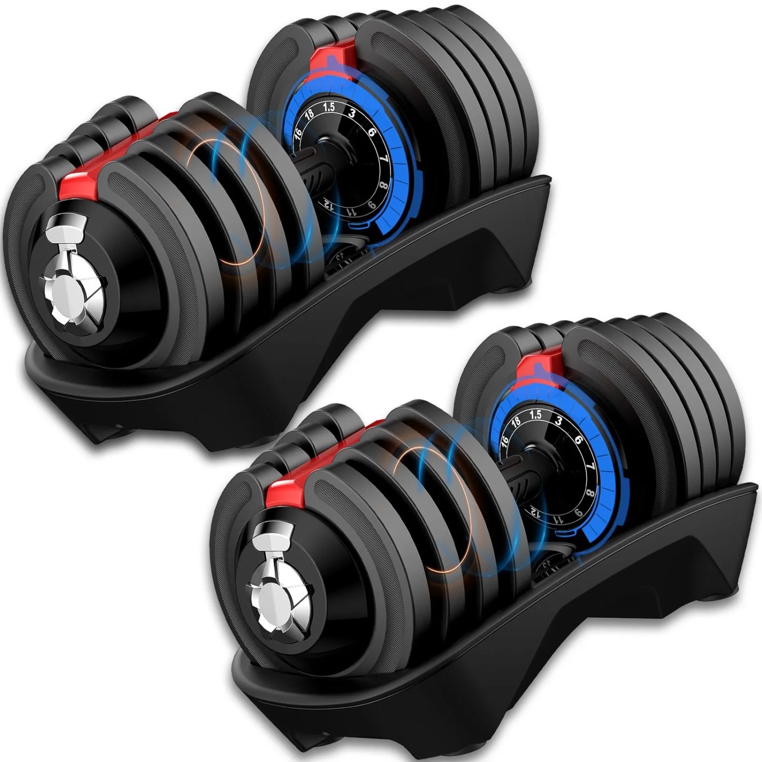 DH FitLife 2er Set Verstellbare Kurzhanteln 18 kg für Krafttraining Zuhause mit 12 Gewichtsstufen