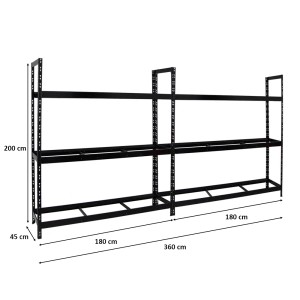 PROREGAL Mega Deal: 2 schwarze Reifenregale Tiger XL, 200x180x45 cm, für bis zu 42 Reifen.