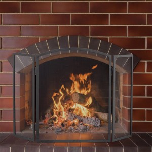 Relaxdays Funkenschutzgitter Stahl Schwarz Freistehend Klappbar Pulverbeschichtet 62 cm x 96 cm x 1 cm 2,5 kg
