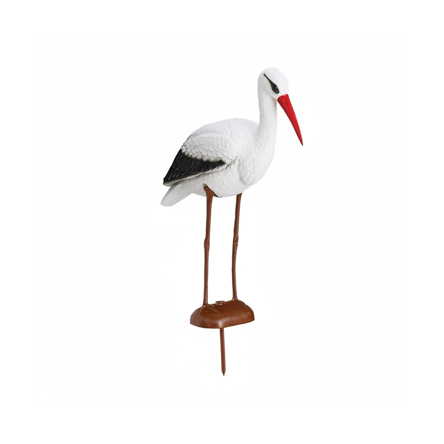 Relaxdays Gartenfigur Storch Kunststoff Weiß Rot Schwarz mit Erdspieß 80 cm x 22 cm x 64 cm 0,8 kg