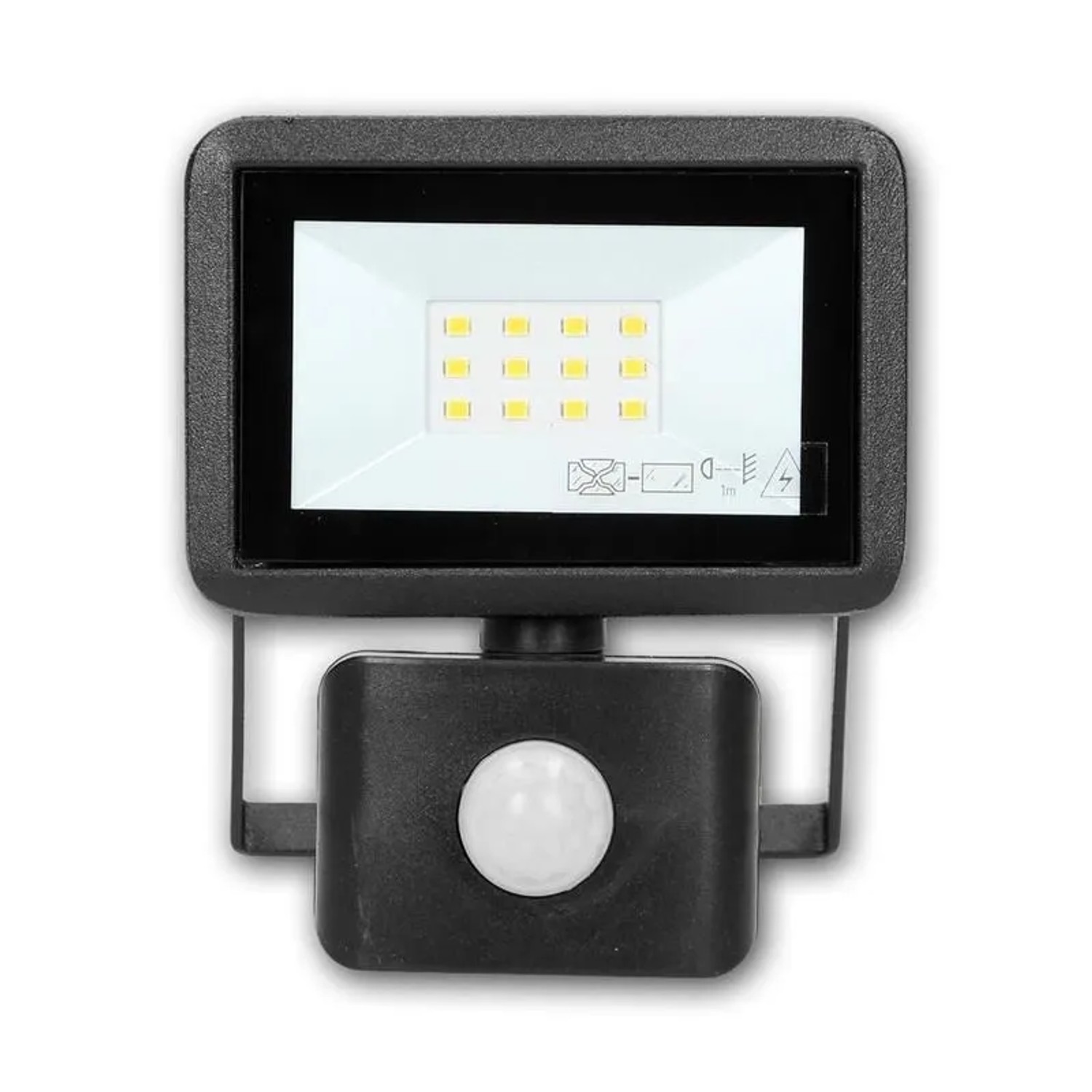 world-trading-net Mini LED Fluter BULLED PIR Schwarz 10W 230V 800lm