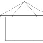 Technische Zeichnung: Skan Holz Pavillon Almelo, Schwedenrot, 350x303 cm, Maße und Aufbau.