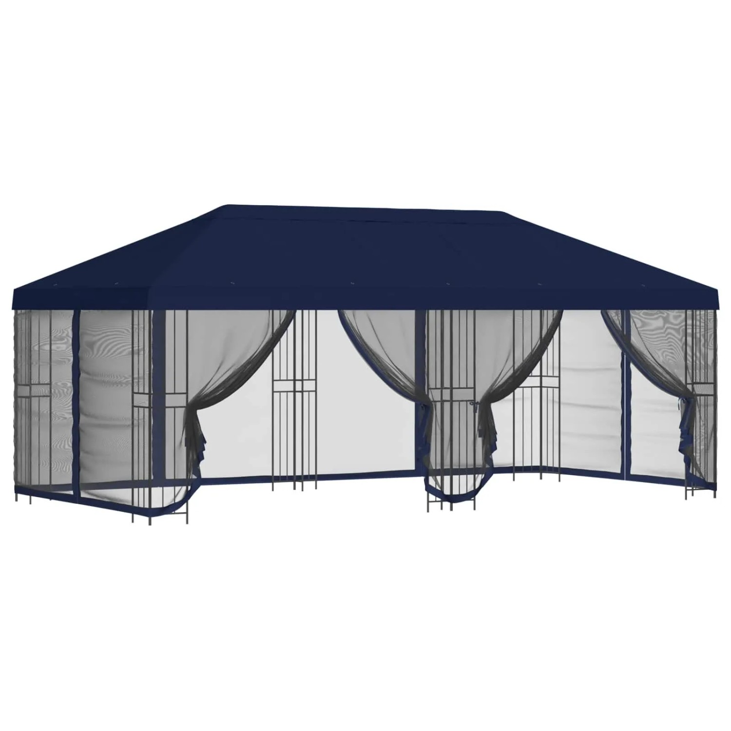 vidaXL Pavillon mit Seitenwänden 6 x 3 m Blau Polyester und Stahl 190 3376000