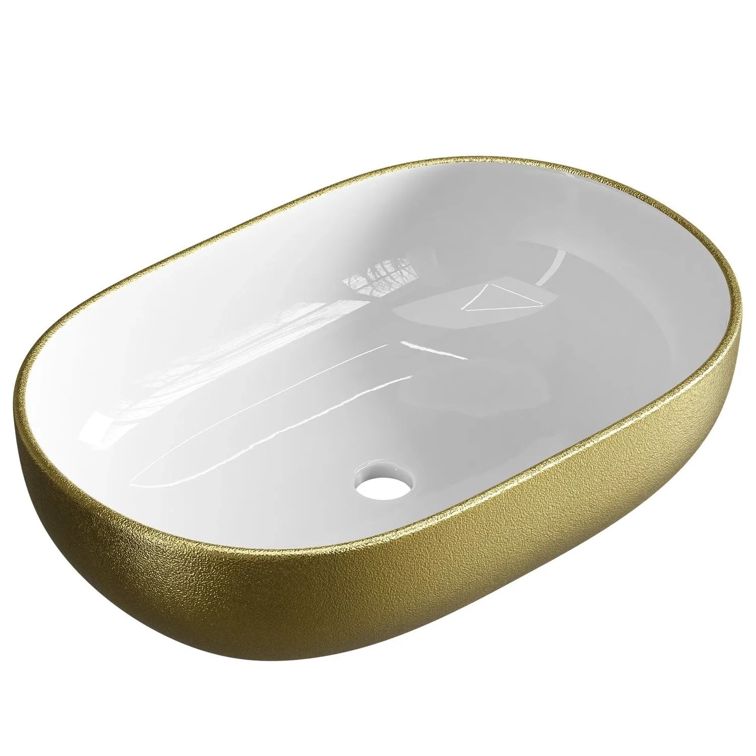 Planetmöbel Aufsatzwaschbecken 60 cm Gold Oval Keramik