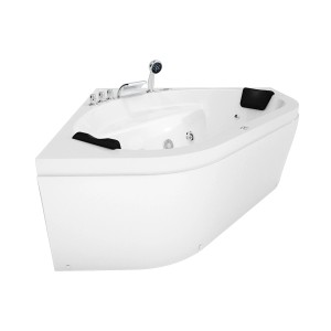 Weiße AcquaVapore Eck-Badewanne W20R 140x140 mit Radio, Farblicht und Handbrause.