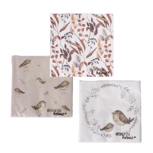 Boltze Servietten Wrennie, 3-fach sortiert, mit Vogel- und Blättermotiven.