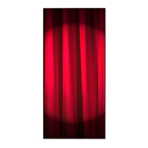 Banjado Magnettafel mit rotem Vorhang Motiv, 37x78cm. Magnetwand aus Metall inkl. 4 Magnete.